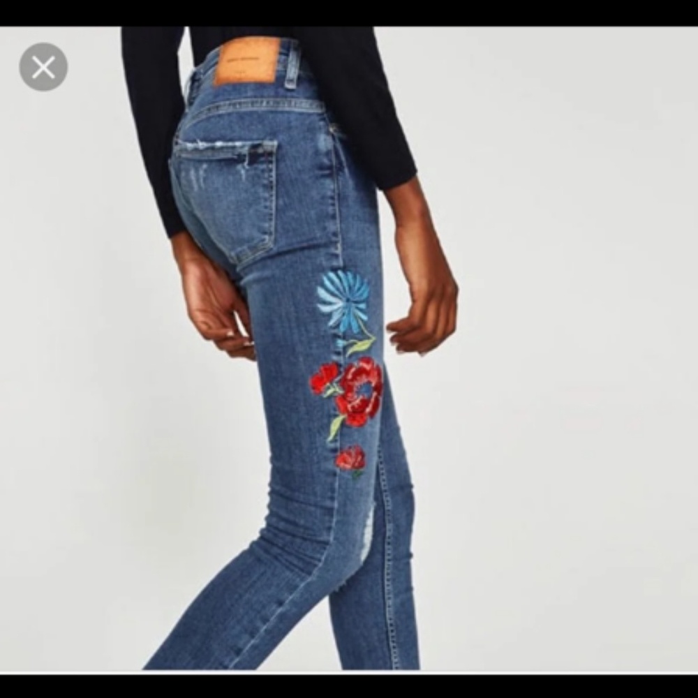 Zara embroidery jeans